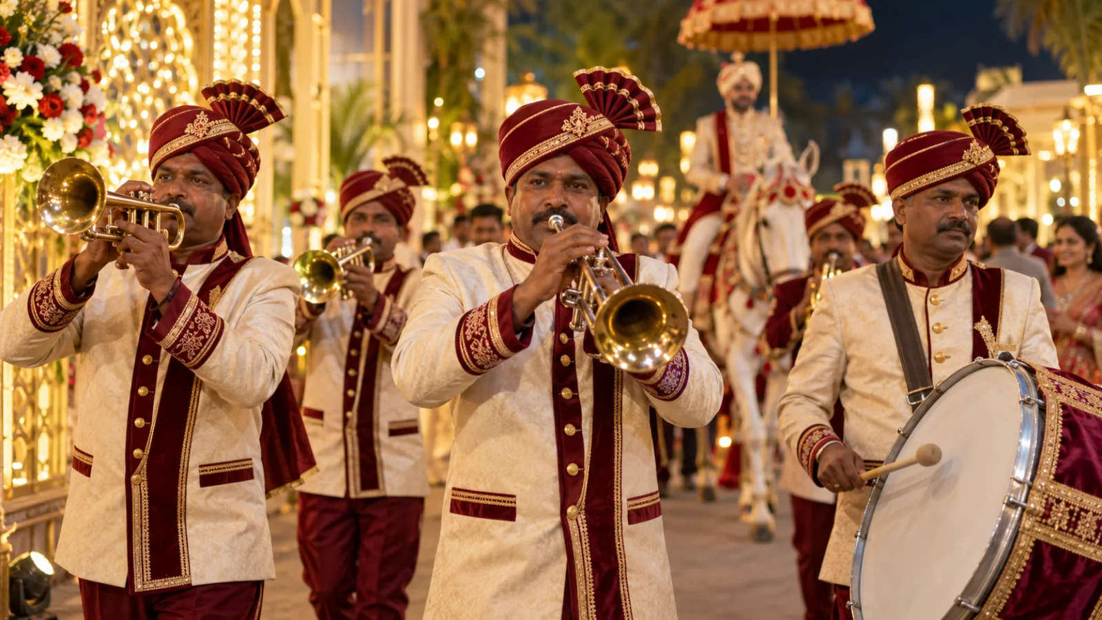 Wedding brass band performing together