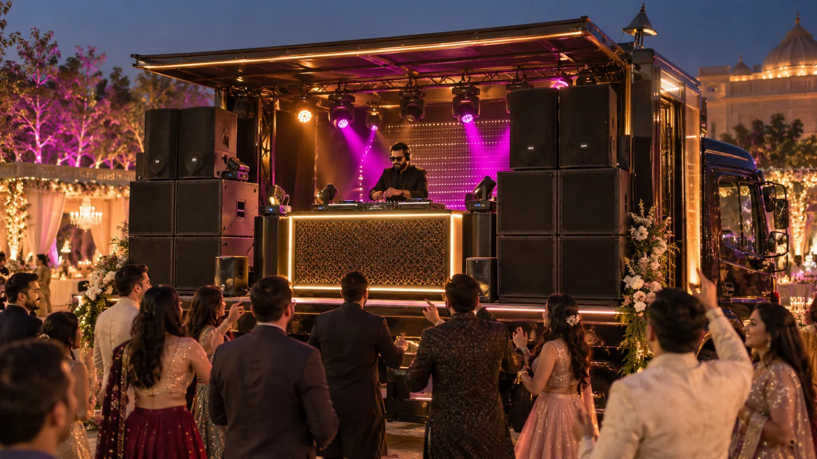 Mobile DJ truck with professional sound equipment