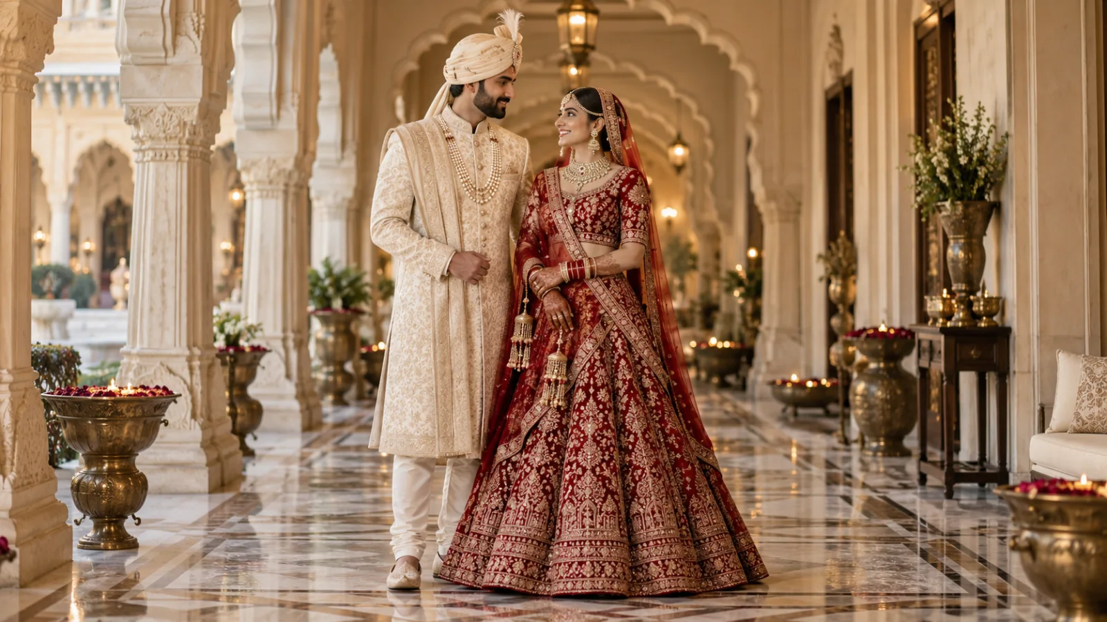 Bridal lehenga and groom sherwani inspiration
