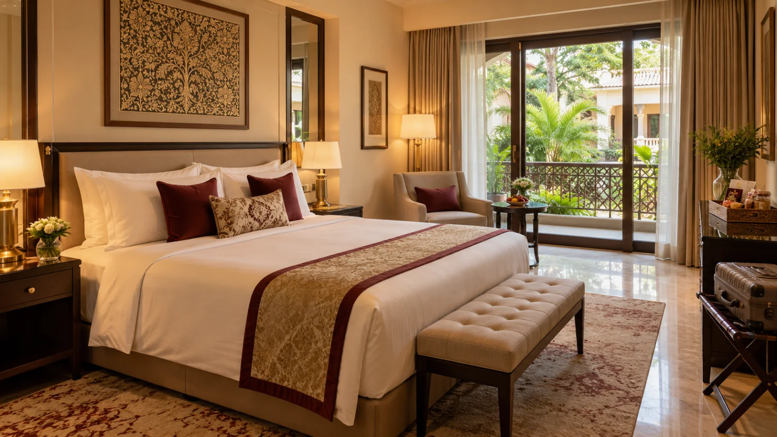 Hotel guest room prepared for wedding visitors
