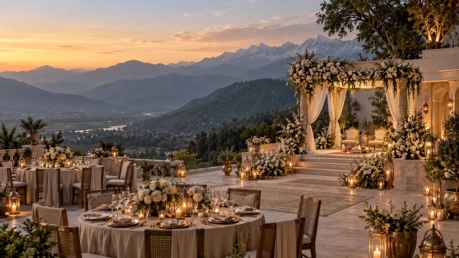 Hills & riverside settings — illustrative wedding setting
